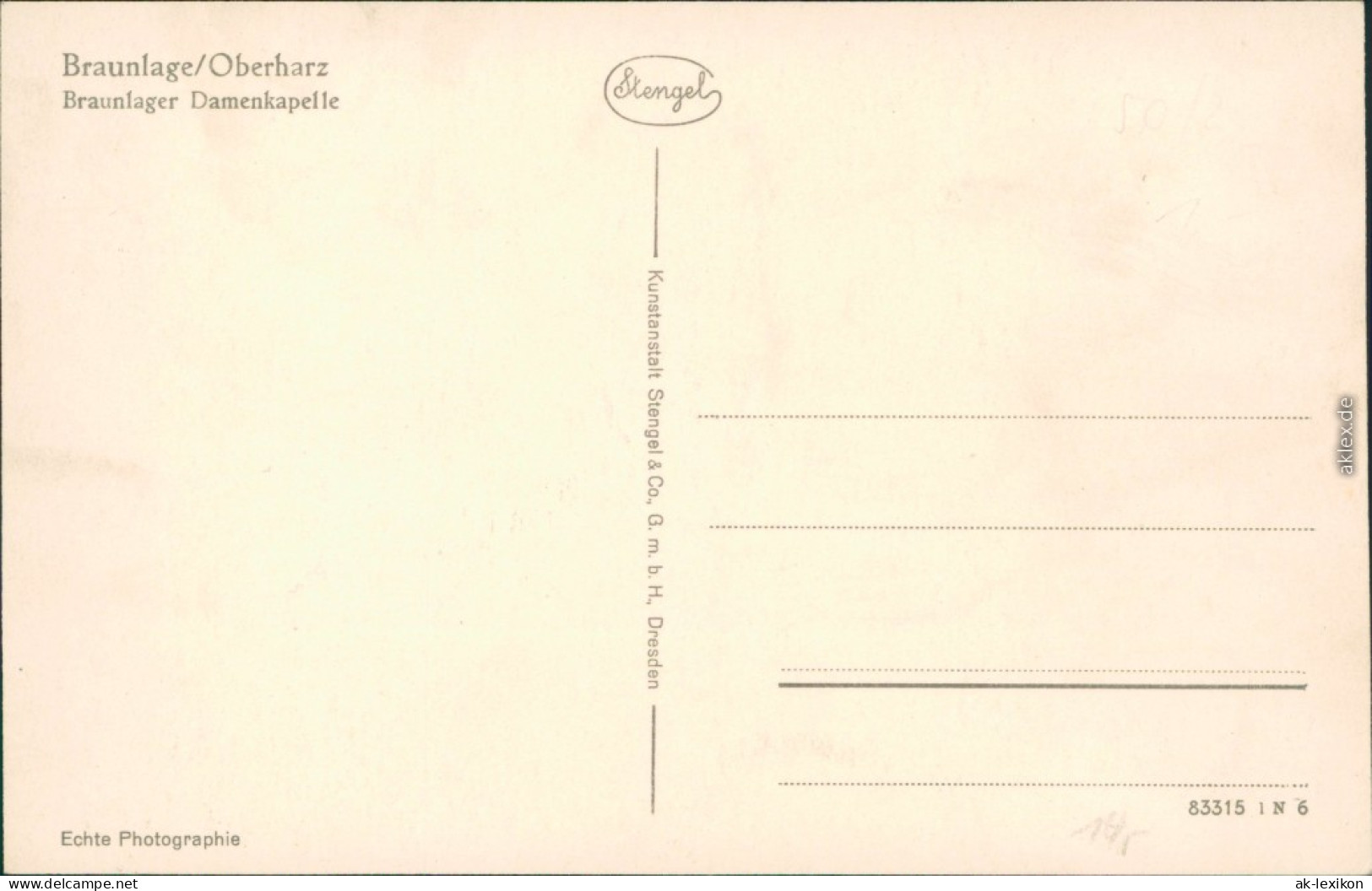 Ansichtskarte Braunlage Braunlager Damenkapelle 1930 - Braunlage