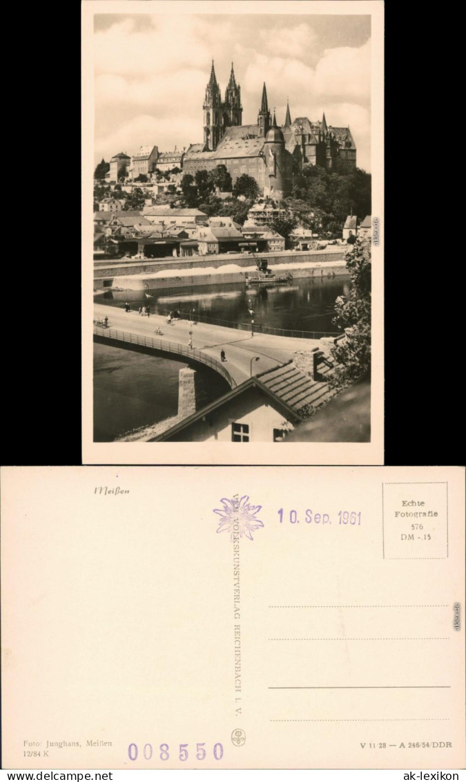 Ansichtskarte Meißen Schloss Albrechtsburg Mit Brücke Im Vordergrund 1961 - Meissen