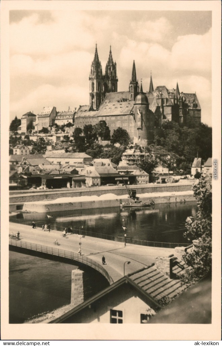 Ansichtskarte Meißen Schloss Albrechtsburg Mit Brücke Im Vordergrund 1961 - Meissen