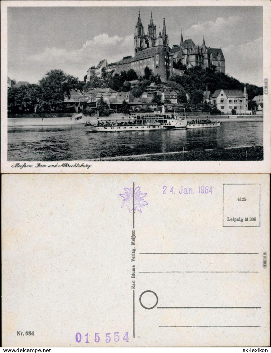 Ansichtskarte Meißen Schloss Albrechtsburg Mit Dampfer 1964 - Meissen