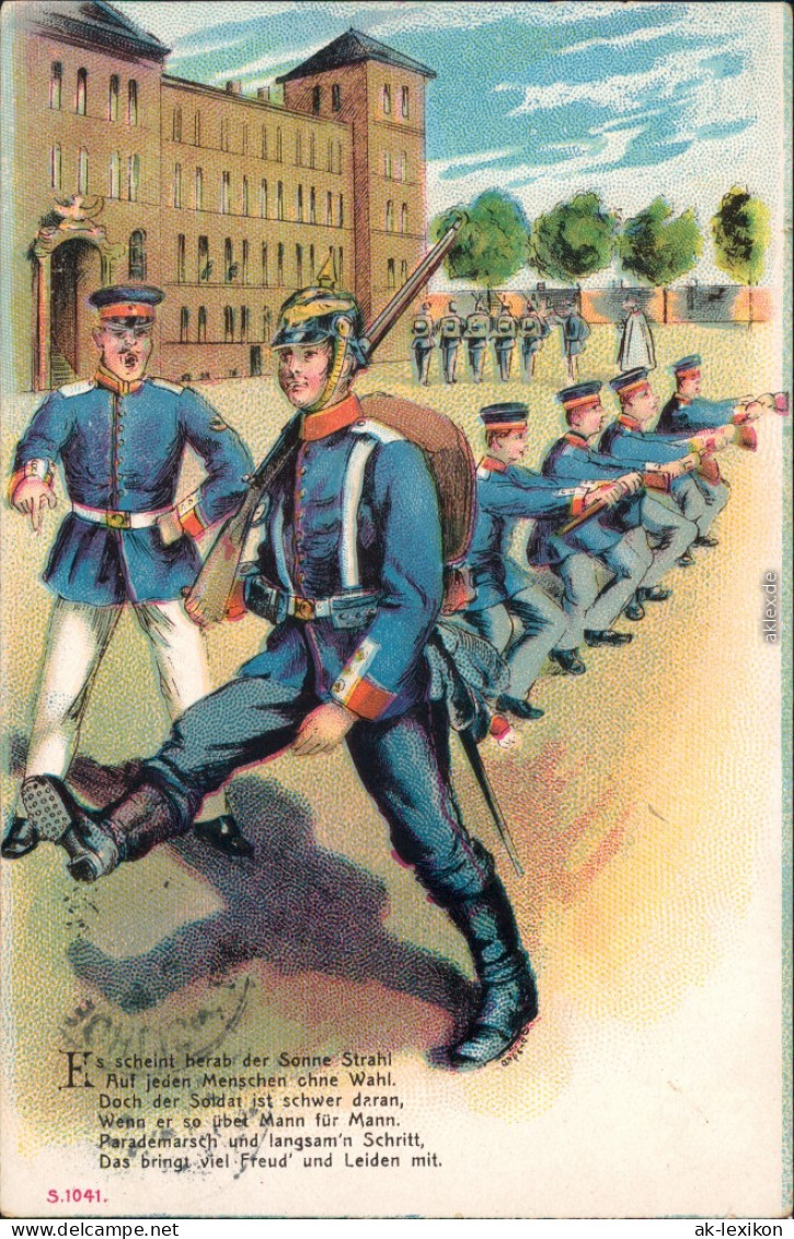 Ansichtskarte  Soldaten Ausbildung Parademarsch 1908 - Kasernen