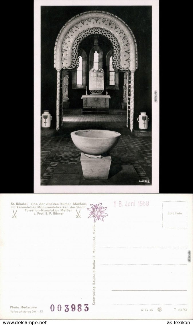 Ansichtskarte Meißen St. Nikolai - Taufbecken Und Altar 1958 - Meissen