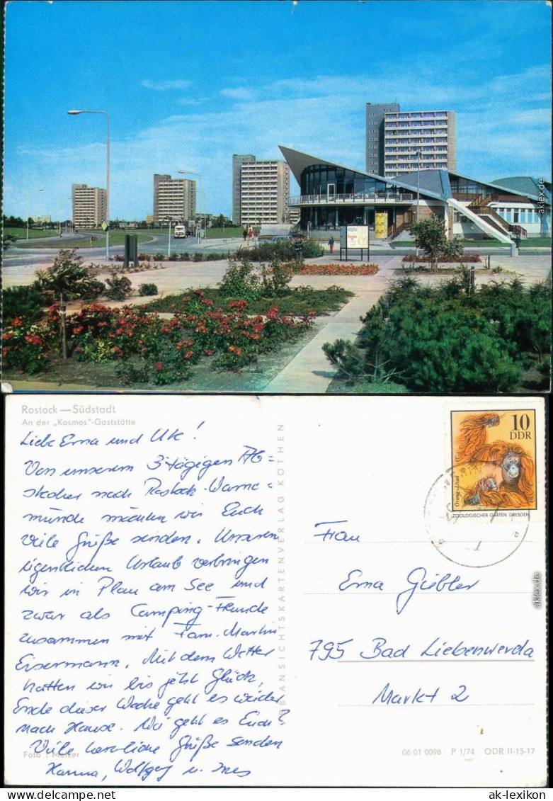 Ansichtskarte Südstadt-Rostock Gaststätte "Kosmos" 1974 - Rostock
