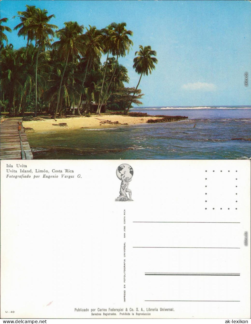 Postcard Insel Uvita Isla Uvita Strandhütte Palmen 1970 - Costa Rica