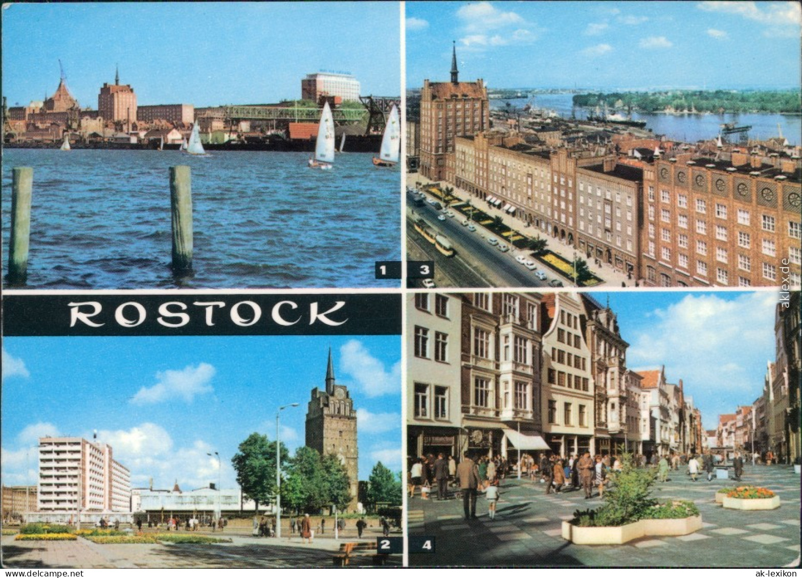 Rostock Hafen, Hotel Warnow, Lange Straße, Kröpeliner Straße, Tor 1974 - Rostock