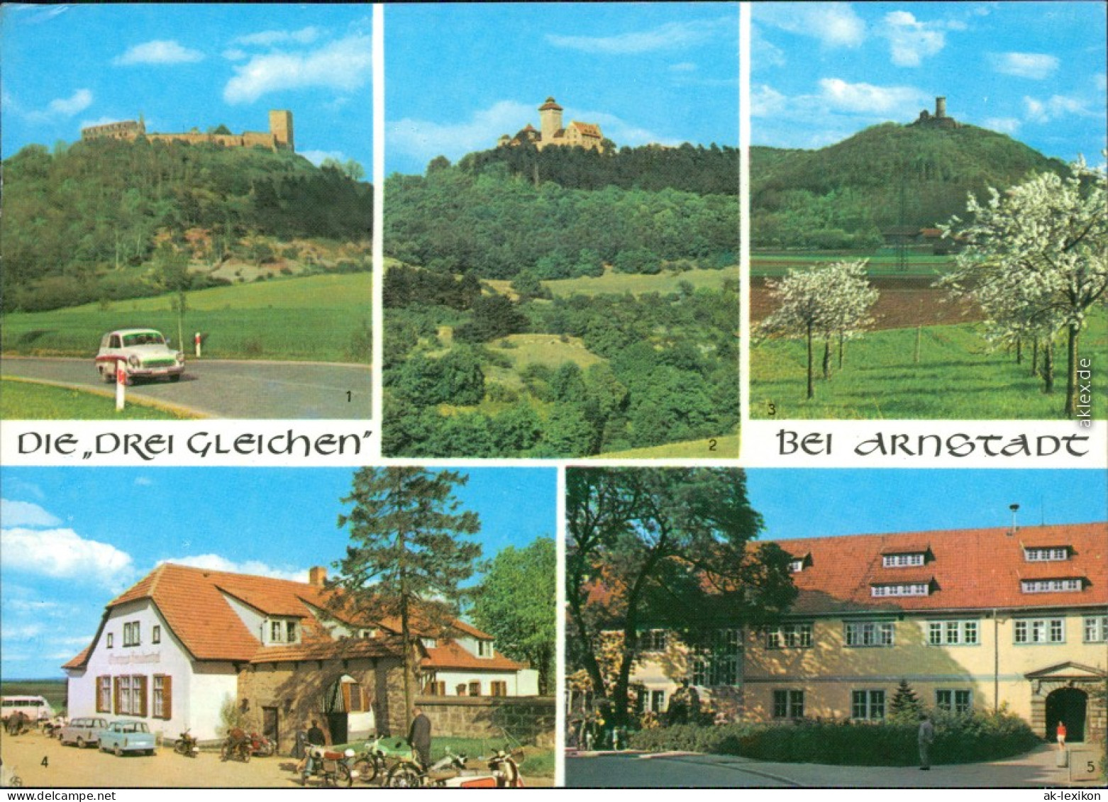 Arnstadt Burgruine Gleichen, Veste Wachsenburg Gasthaus, Kreisratsgebäude 1972 - Arnstadt