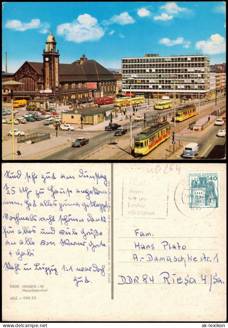 Ansichtskarte Hagen (Westfalen) Hauptbahnhof Straßenbah 1978 - Hagen