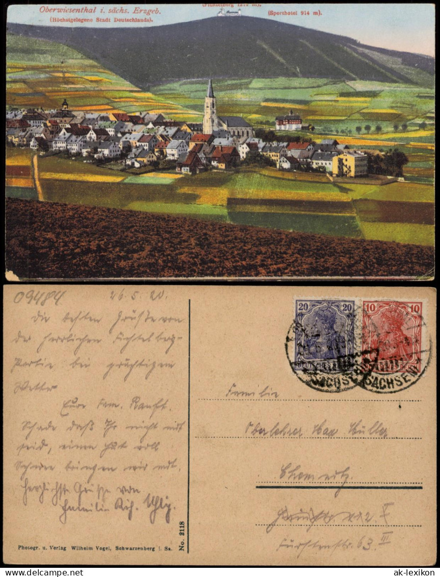 Ansichtskarte Oberwiesenthal Panorama-Ansicht, Sächsisches Erzgebirge 1920 - Oberwiesenthal