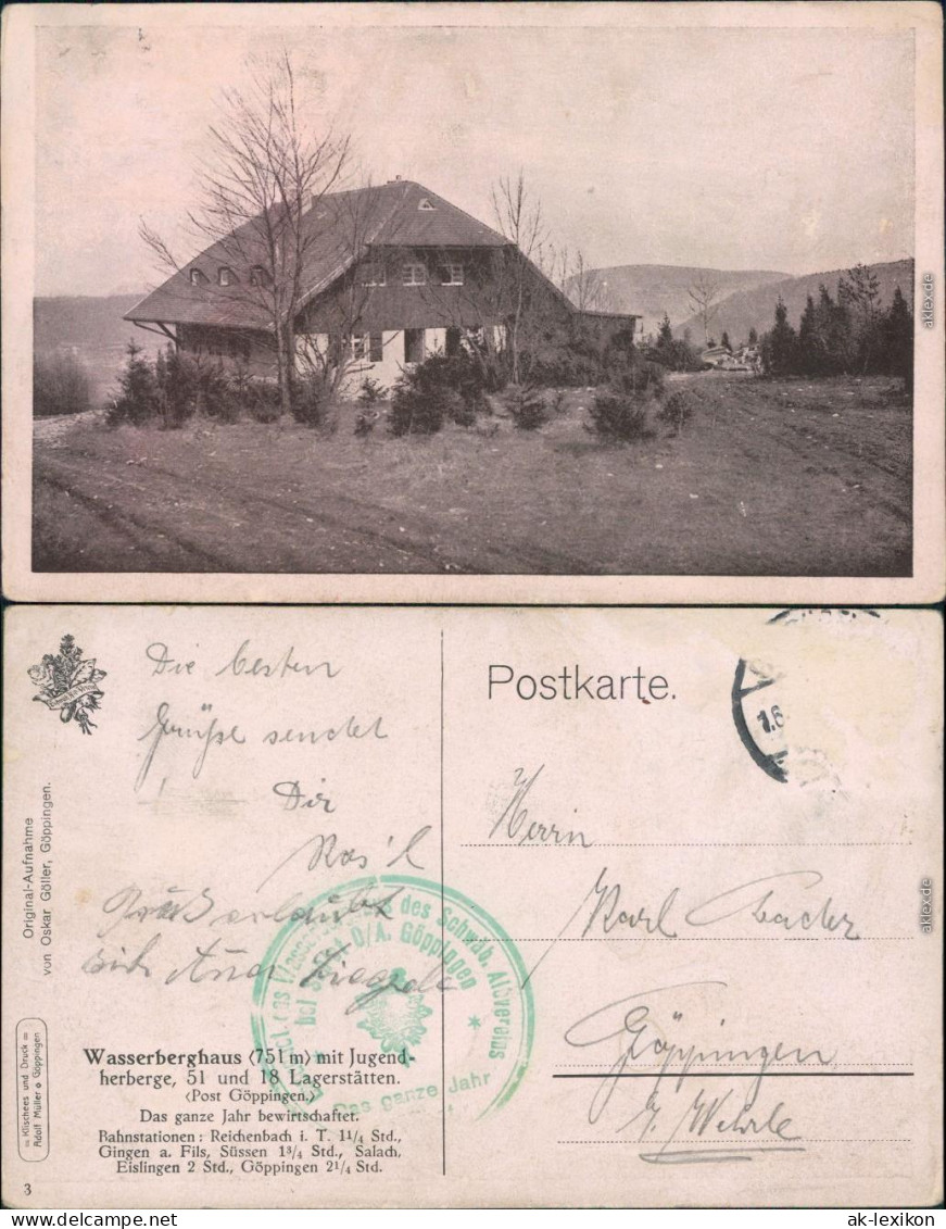 Ansichtskarte Göppingen Wasserberghaus Mit Jugendherberge 1955 - Goeppingen