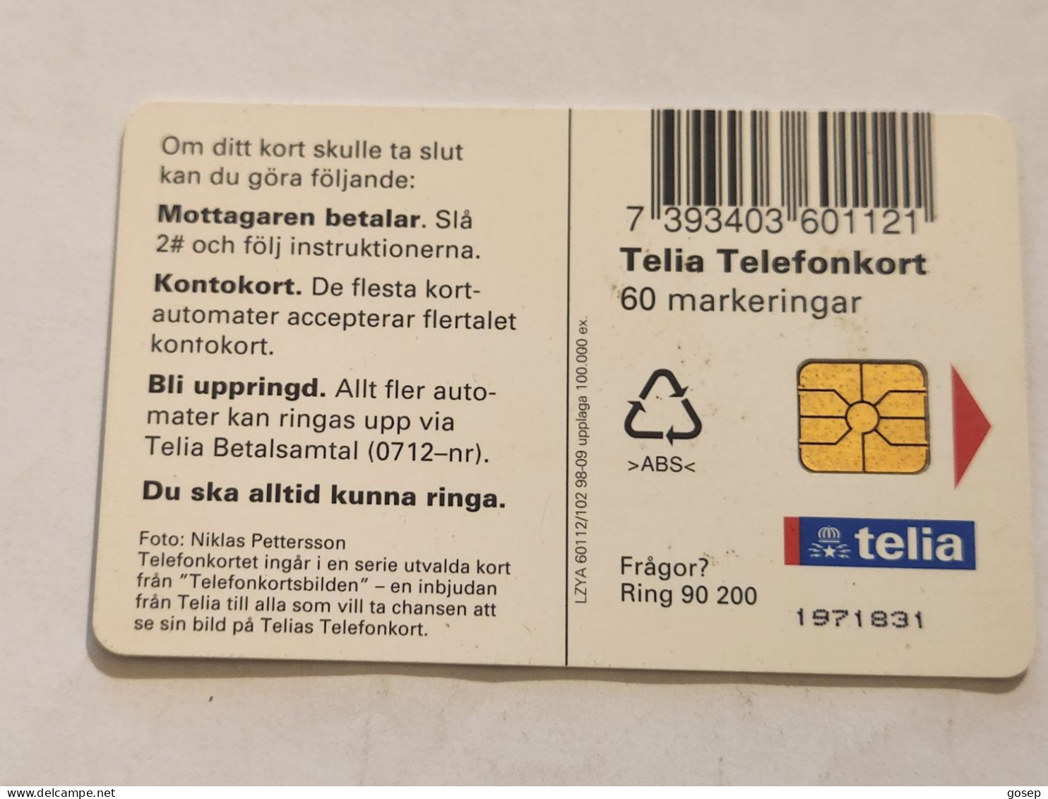 SWEDEN-(SE-TEL-060-0102)-Lambs-(26)(Telefonkort 60)(tirage-100.000)(1971831)-used Card+1card Prepiad Free - Zweden