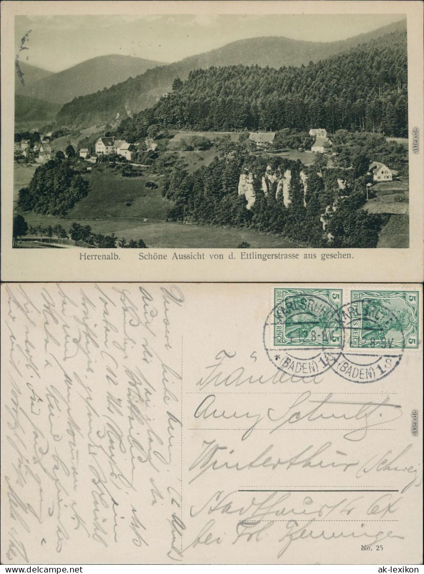 Bad Herrenalb Panorama-Ansicht - Von Der Ettlingstraße Aus Gesehen 1915 - Bad Herrenalb