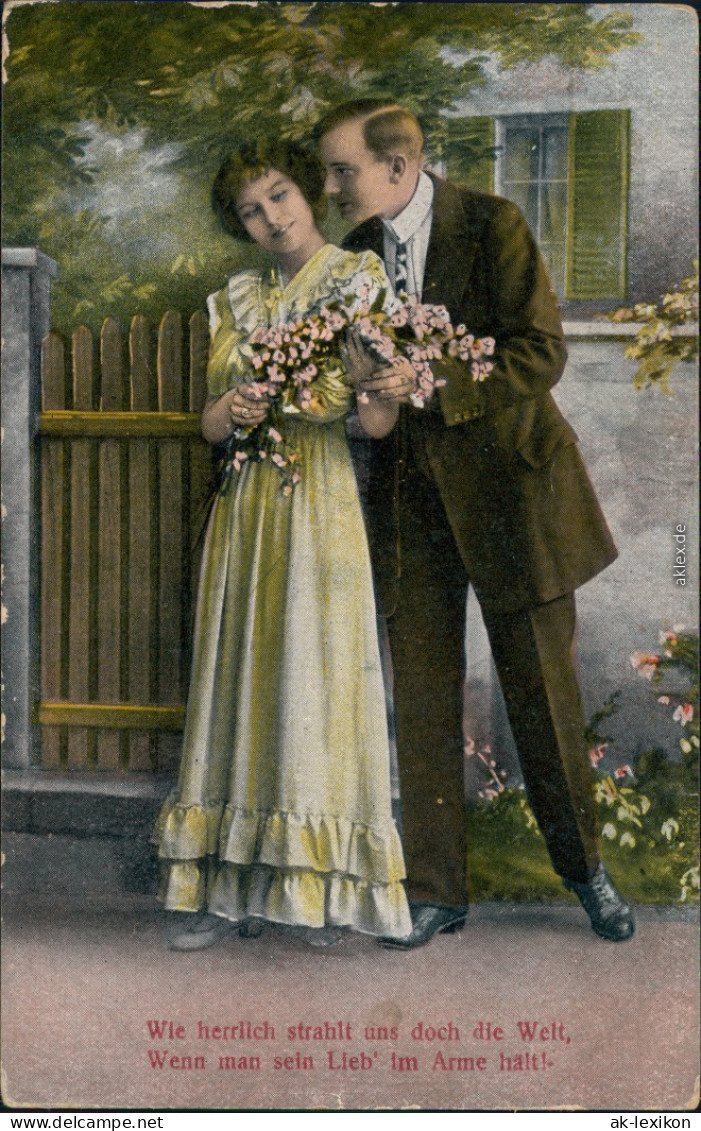 Ansichtskarte  Menschen/Soziales Leben - Liebespaare - Mit Blumen 1912 - Couples