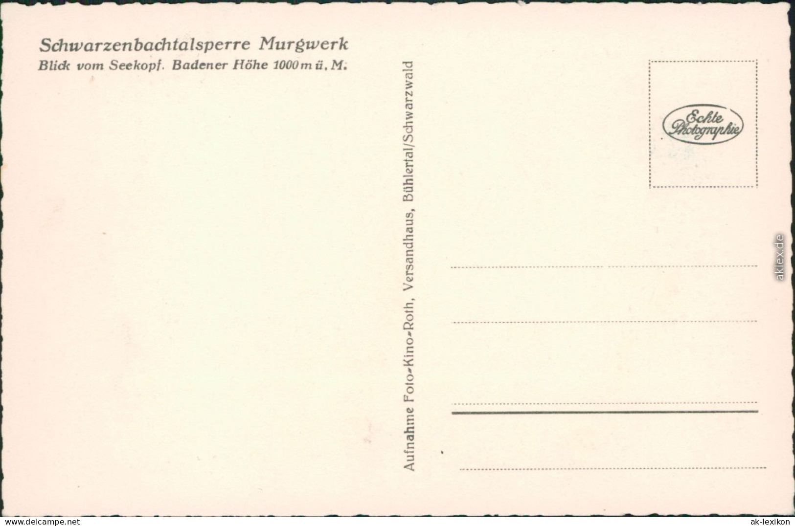 Ansichtskarte Forbach (Baden) Schwarzenbach-Talsperre 1932 - Forbach