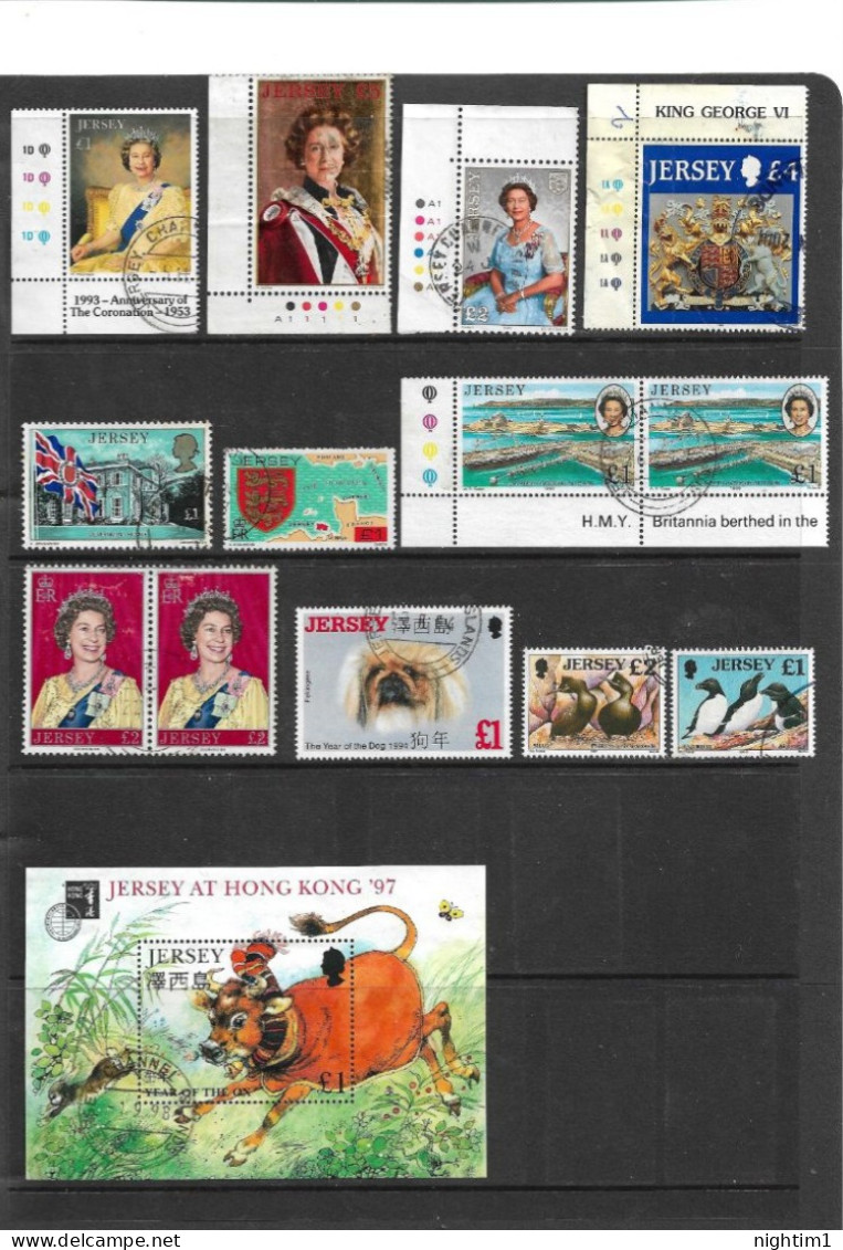 JERSEY COLLECTION. JERSEY DEFINITIVES. HIGH VALUES TO £5. USED. - Jersey