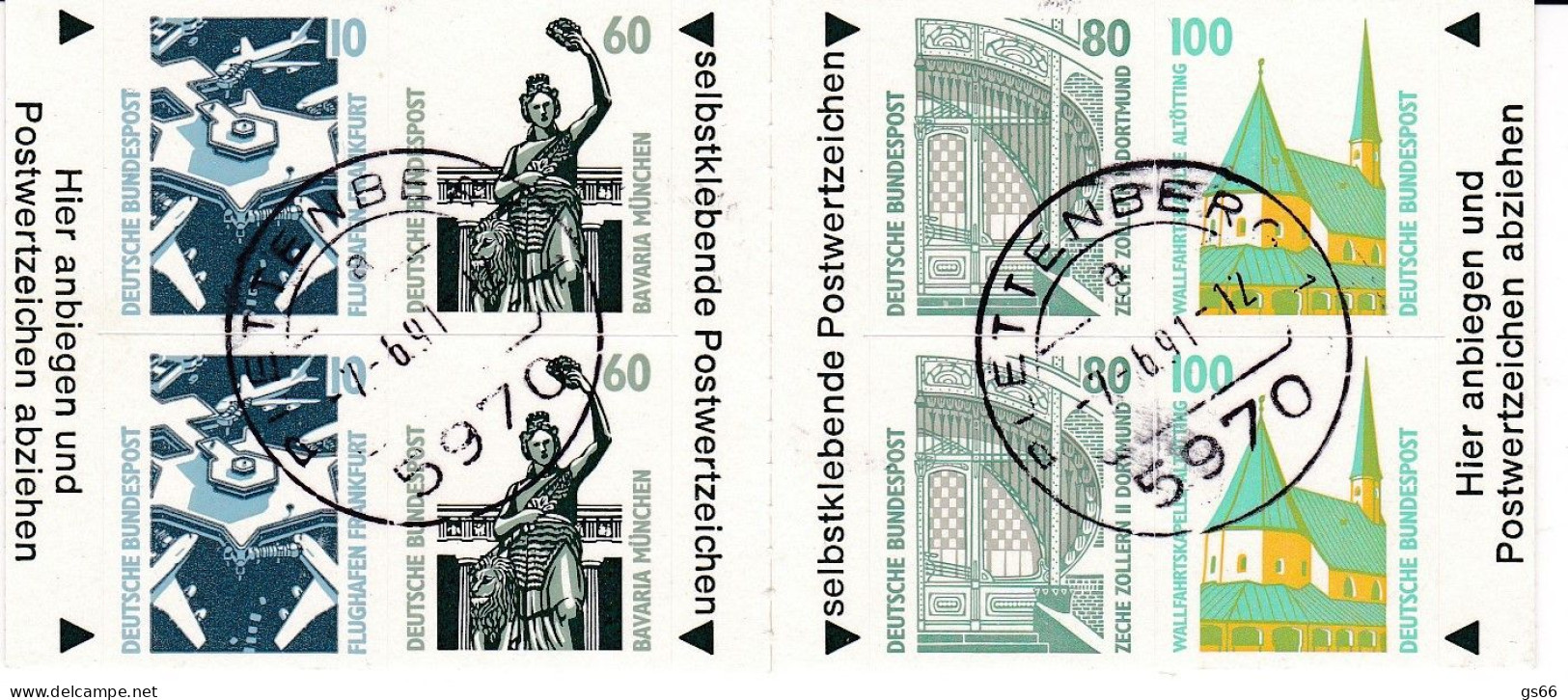 Bund , 1991, MH 27, Used Oo,  Sehenswürdigkeiten, Skl. - 1971-2000