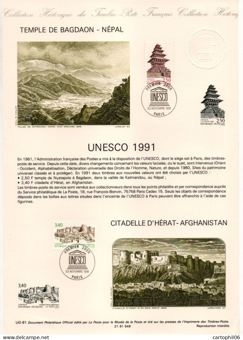 - Document Premier Jour UNESCO - PARIS 23.11.1991 - - UNESCO