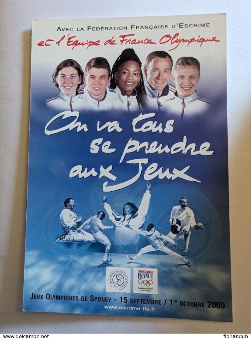 CP -  Fédération Française D'escrime équipe De France Olympique 2000 - Scherma