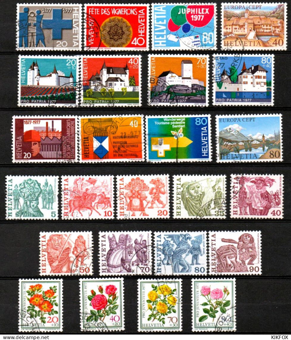 SUISSE,SCHWEIZ,1977, AUS Mi 1087 - 1115, JAHRGANG OHNE MI 1090-1093, GESTEMPELT, OBLITERE - Gebraucht