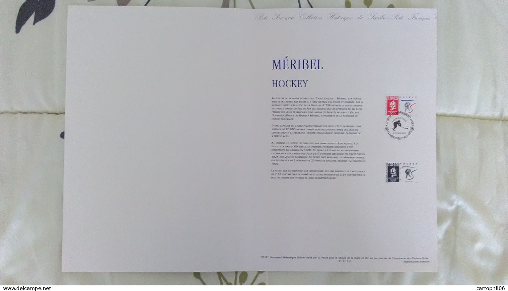 - Document Premier Jour JEUX OLYMPIQUES ALBERTVILLE - MÉRIBEL 9.2.1991 - HOCKEY - - Invierno 1992: Albertville