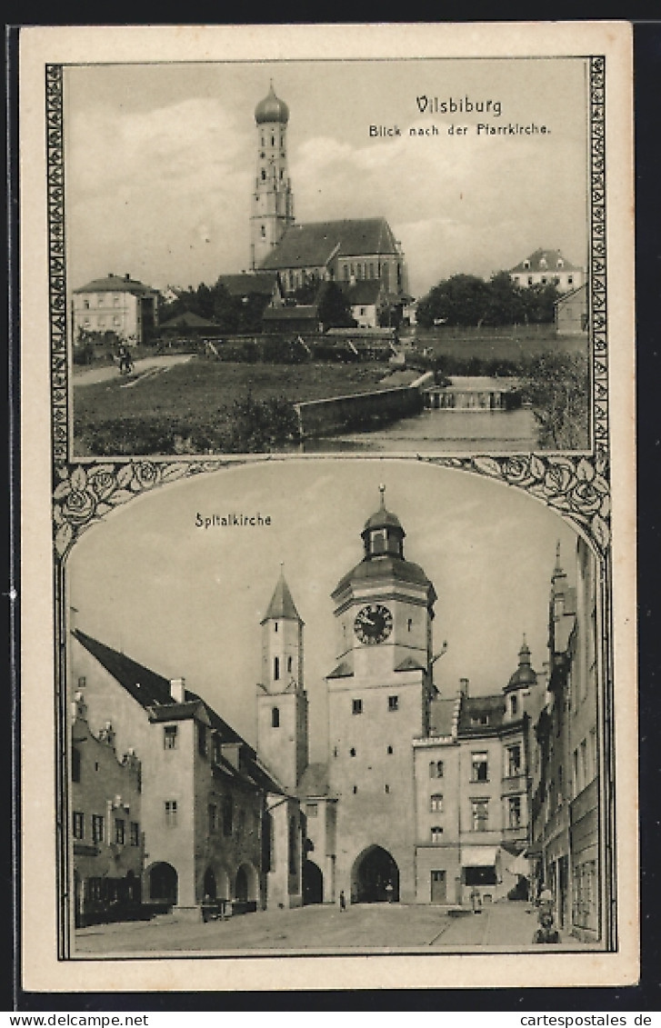 AK Vilsbiburg, Blick Nach Der Pfarrkirche, Spitalkirche  - Vilsbiburg