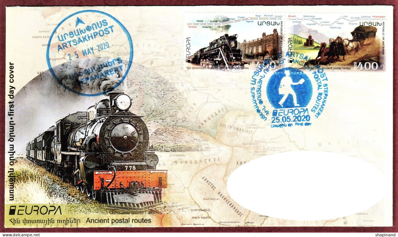 Artsakh 2020 FDC "Europa - 2020 "Ancient Postal Routes" (Passed As A Postal Item From Artsakh To Moldova) Quality:100% - Armenia