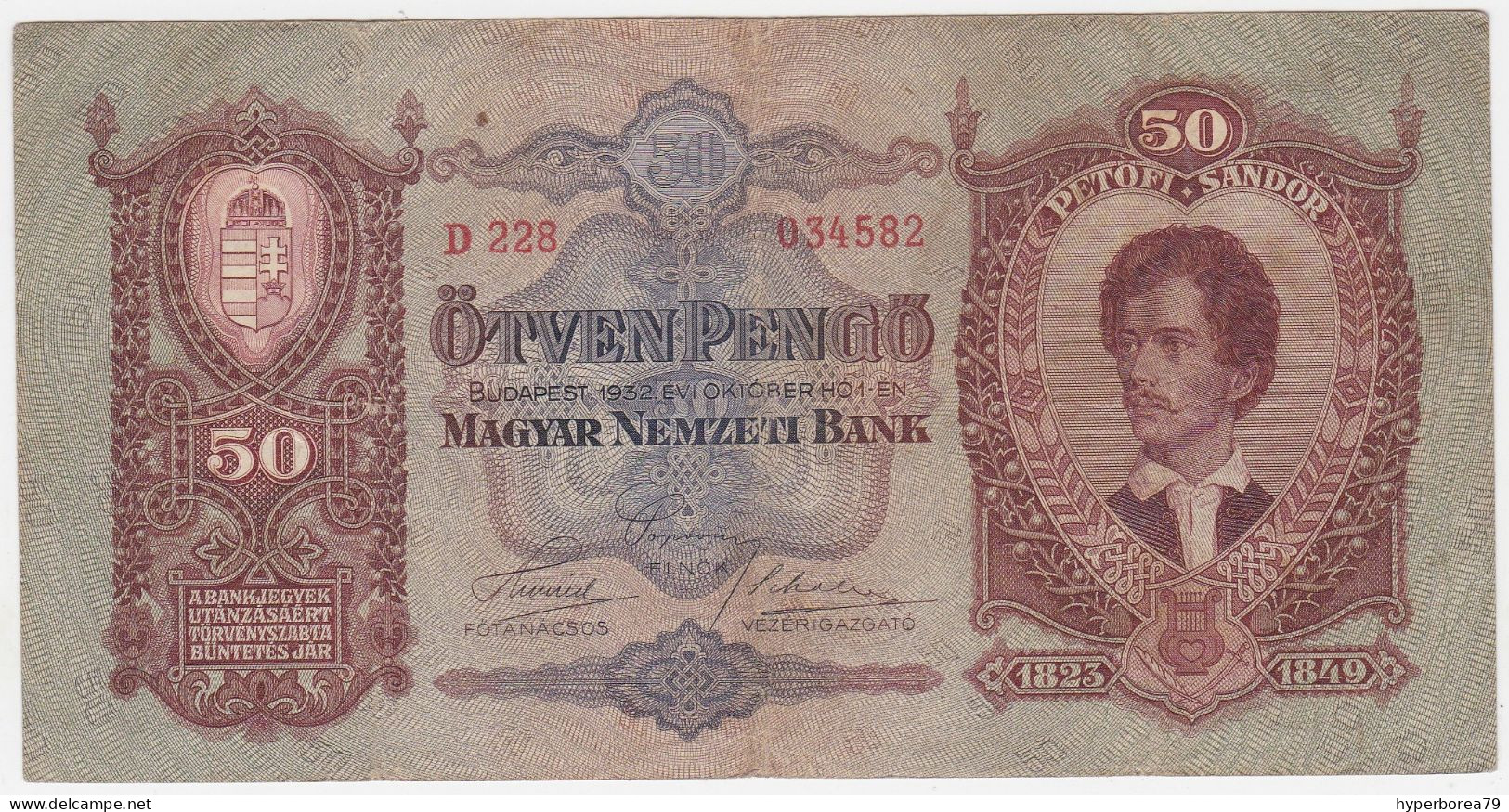 Hungary P 99 - 50 Pengo 1.10.1932 - VF - Ungarn