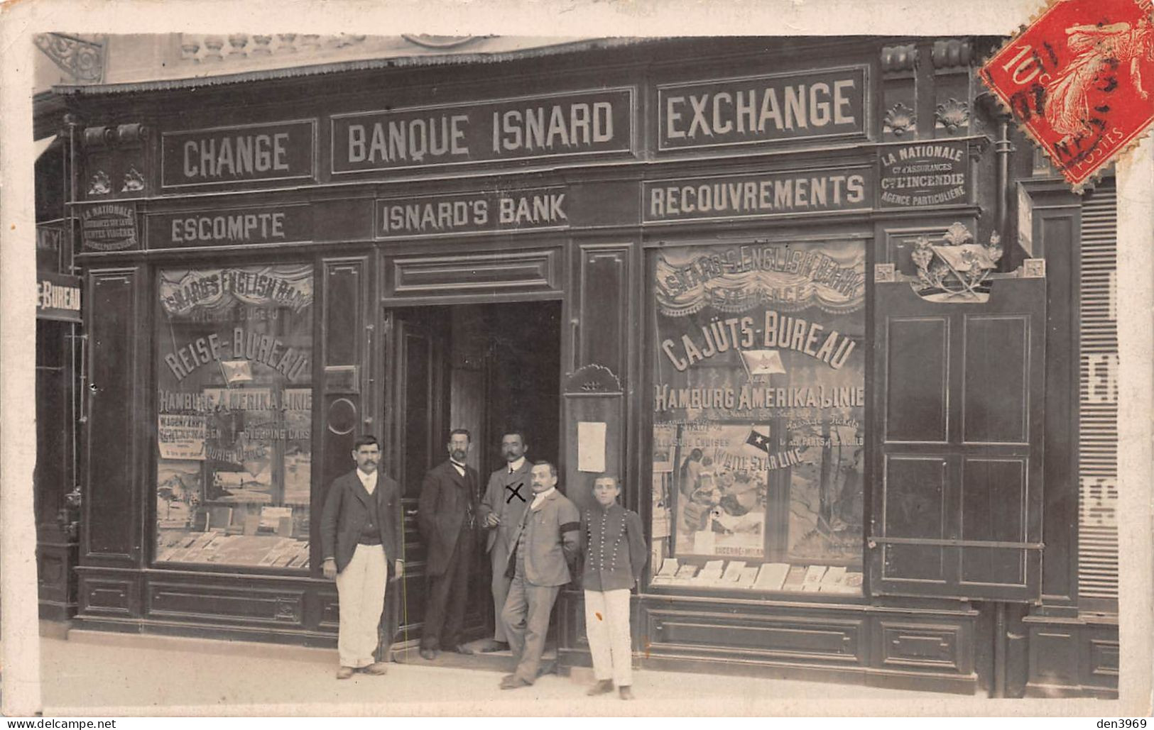 Carte-Photo Non Située - BANQUE ISNARD - Assurance - Paris, Hamburg - Voyagé 1907 (2 Scans) Anna Hahn à Benfeld - Bancos