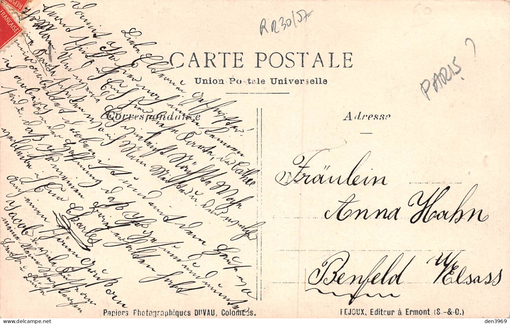 Carte-Photo Non Située - BANQUE ISNARD - Assurance - Paris, Hamburg - Voyagé 1907 (2 Scans) Anna Hahn à Benfeld - Banques
