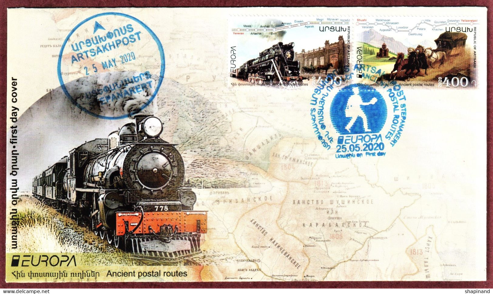 Artsakh 2020 FDC "Europa - 2020 "Ancient Postal Routes" Quality:100% - Armenia