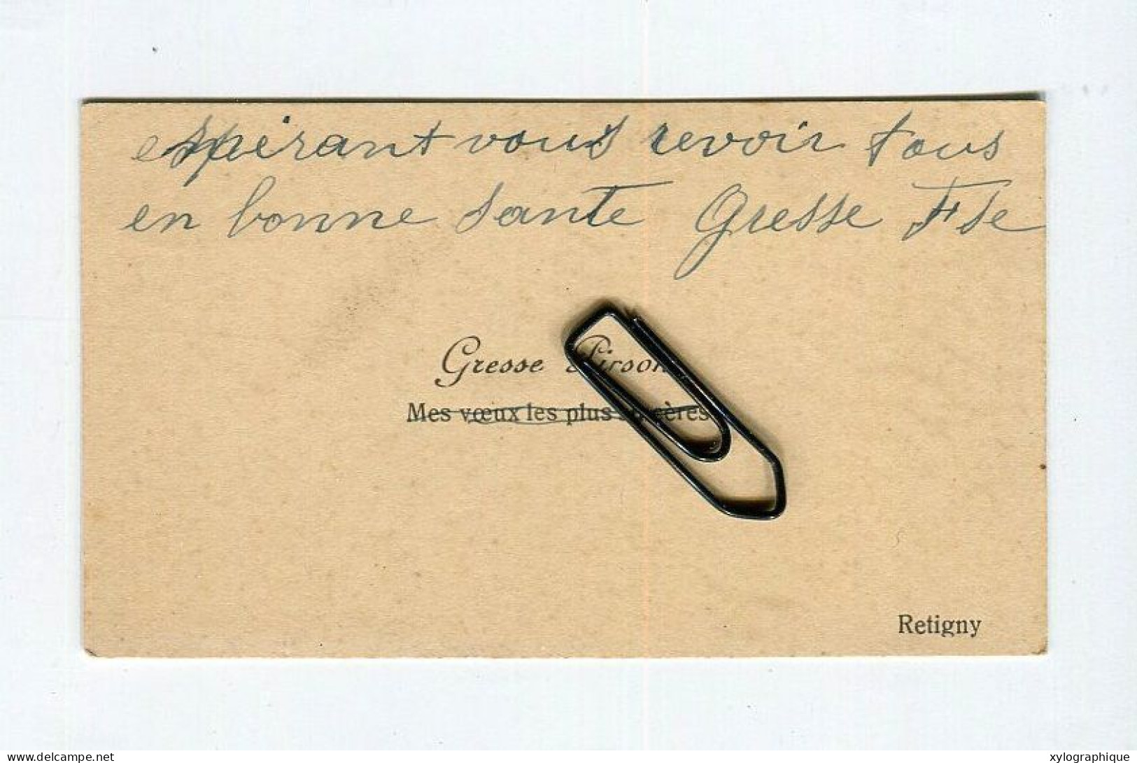 RETTIGNY (Retigny Gouvy) - Carte De Visite 1930, Voir Verso, Gresse Pirson, Pour Fam. Gérardy Warland - Visitekaartjes