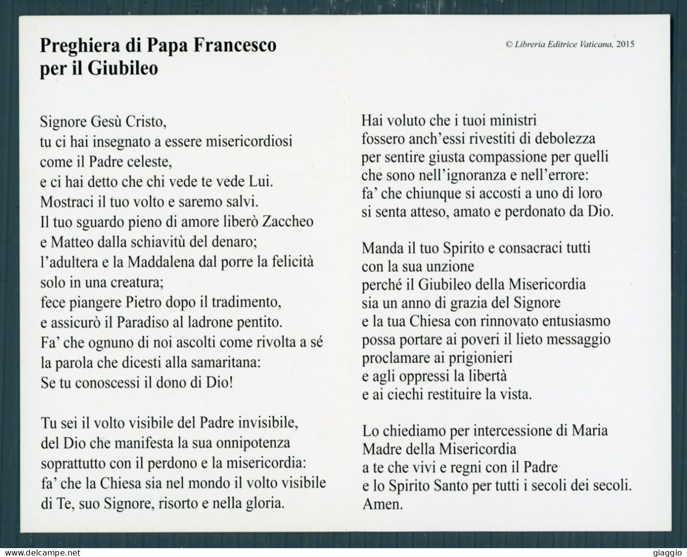 °°° Santino N. 9055 - Anno Santo Della Misericordia °°° - Religion & Esotérisme