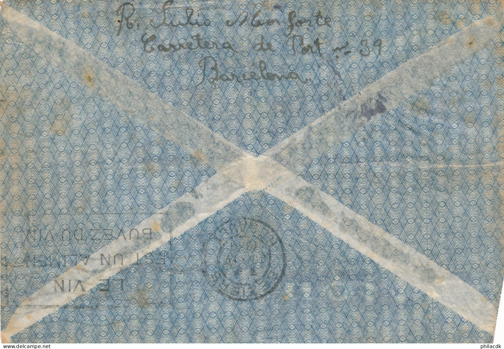 ESPAGNE - 4 TIMBRES SUR ENVELOPPE CENSURA MILITAR 1939 - Marques De Censures Nationalistes