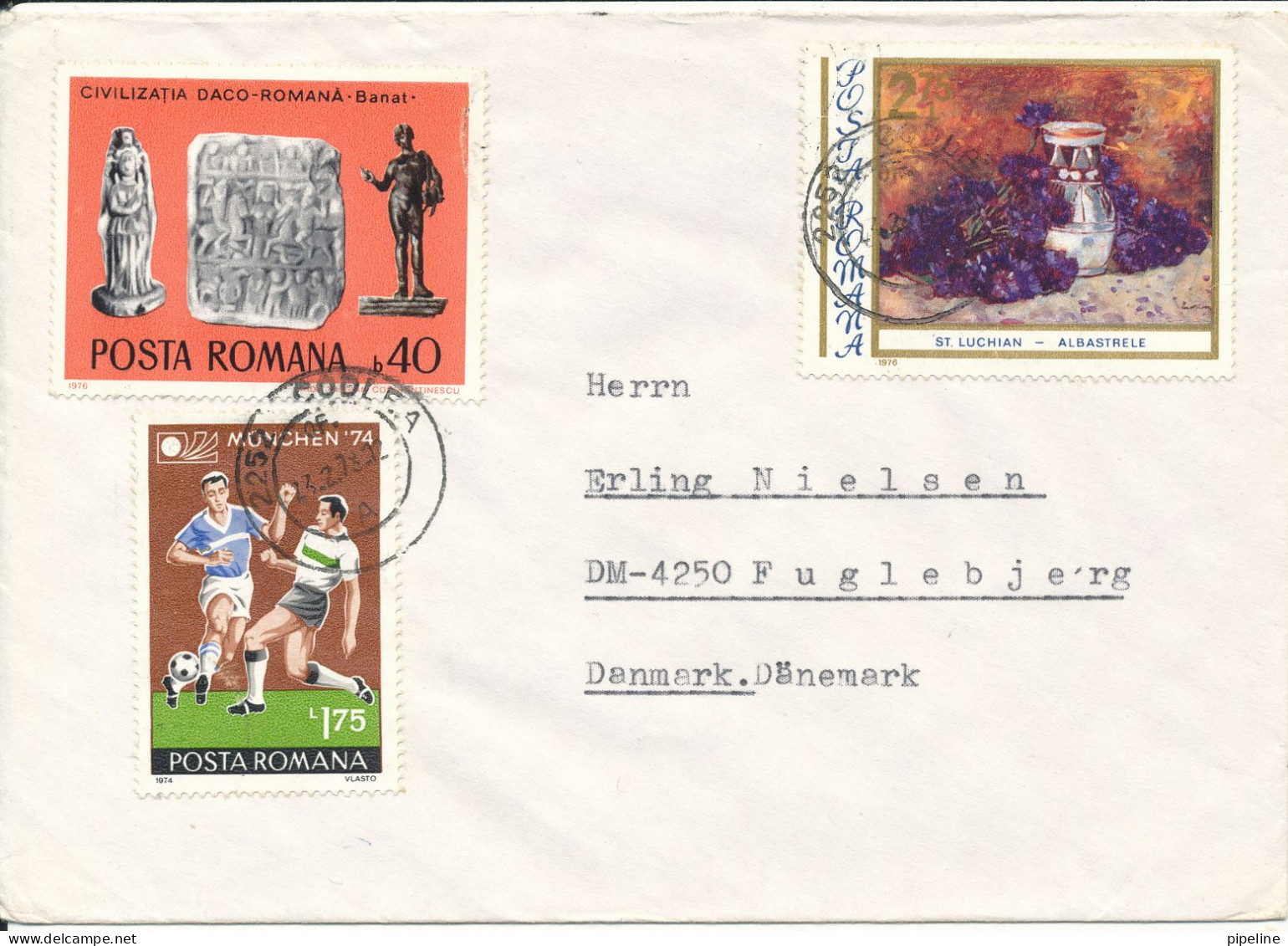 Romania Cover Sent To Denmark 23-2-1978 Topic Stamps Art Painting And Soccer Football - Cartas & Documentos