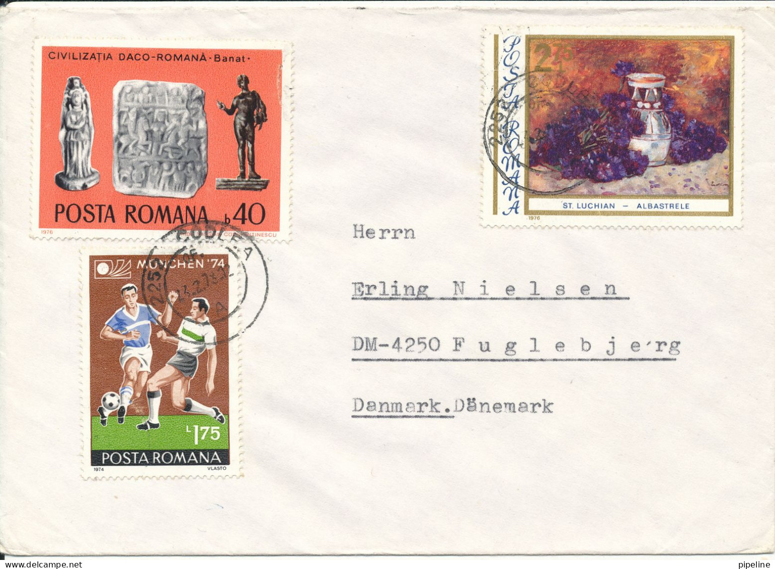 Romania Cover Sent To Denmark 23-2-1978 Topic Stamps Art Painting And Soccer Football - Covers & Documents