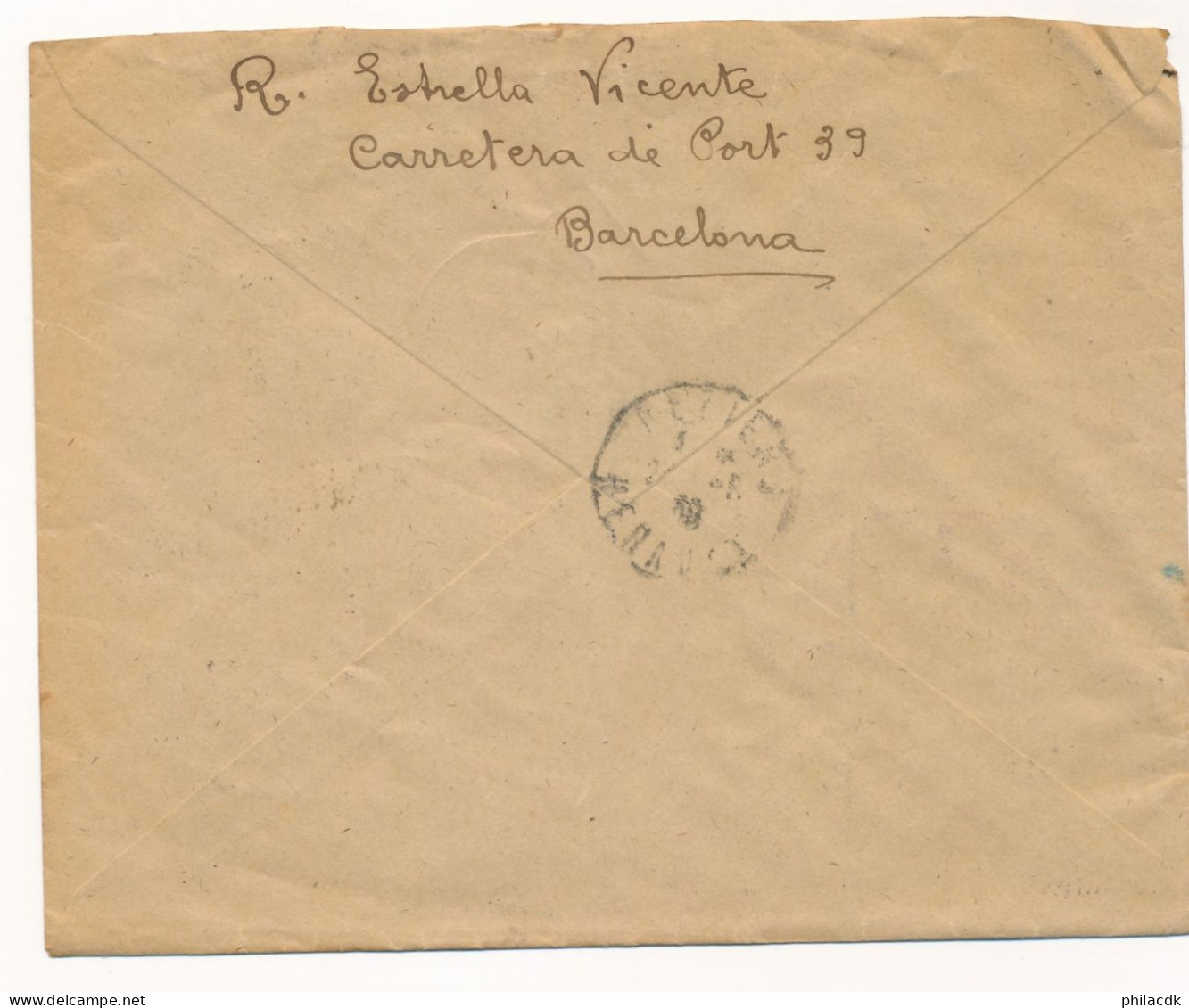 ESPAGNE - 3 TIMBRES SUR ENVELOPPE CENSURA MILITAR BARCELONA AVEC CAD DU 22 AOUT 1939 POUR BEZIERS FRANCE - Nationalists Censor Marks