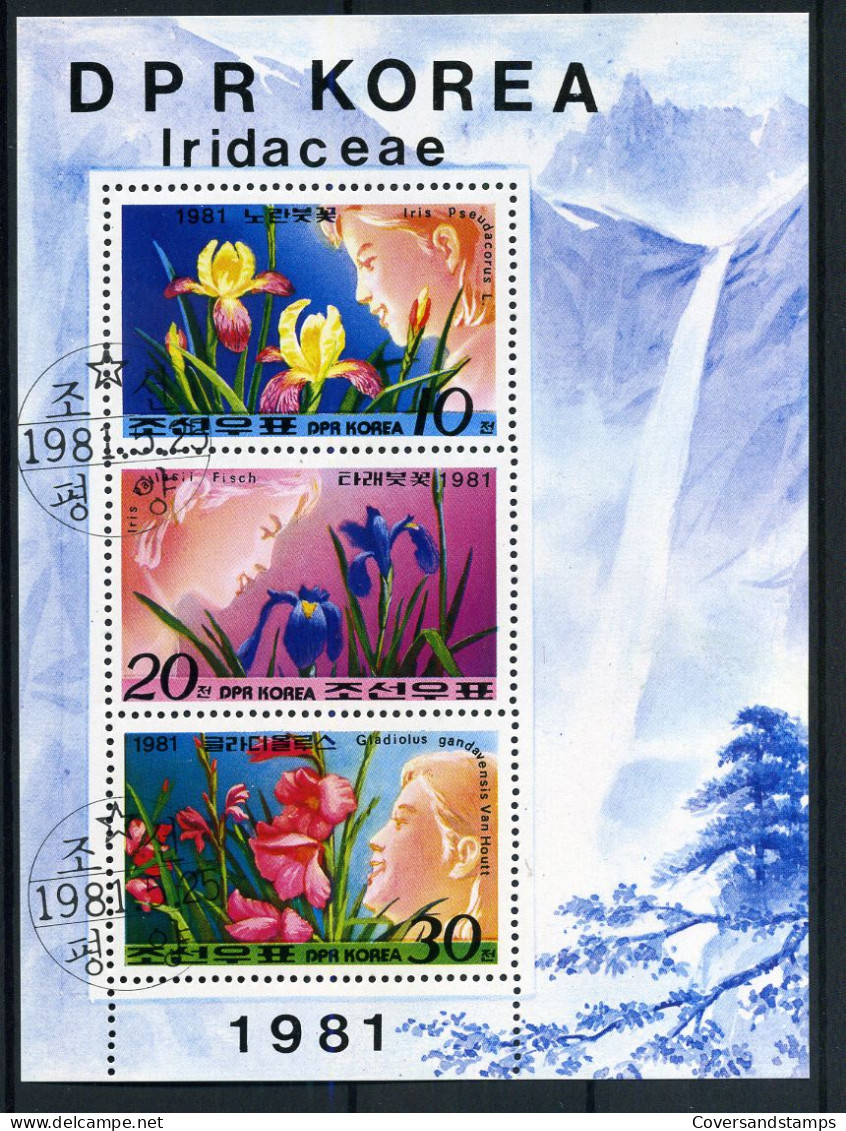 DPR Korea - Block Flowers : Iridaceae - Gest/obl/used - Corée Du Nord