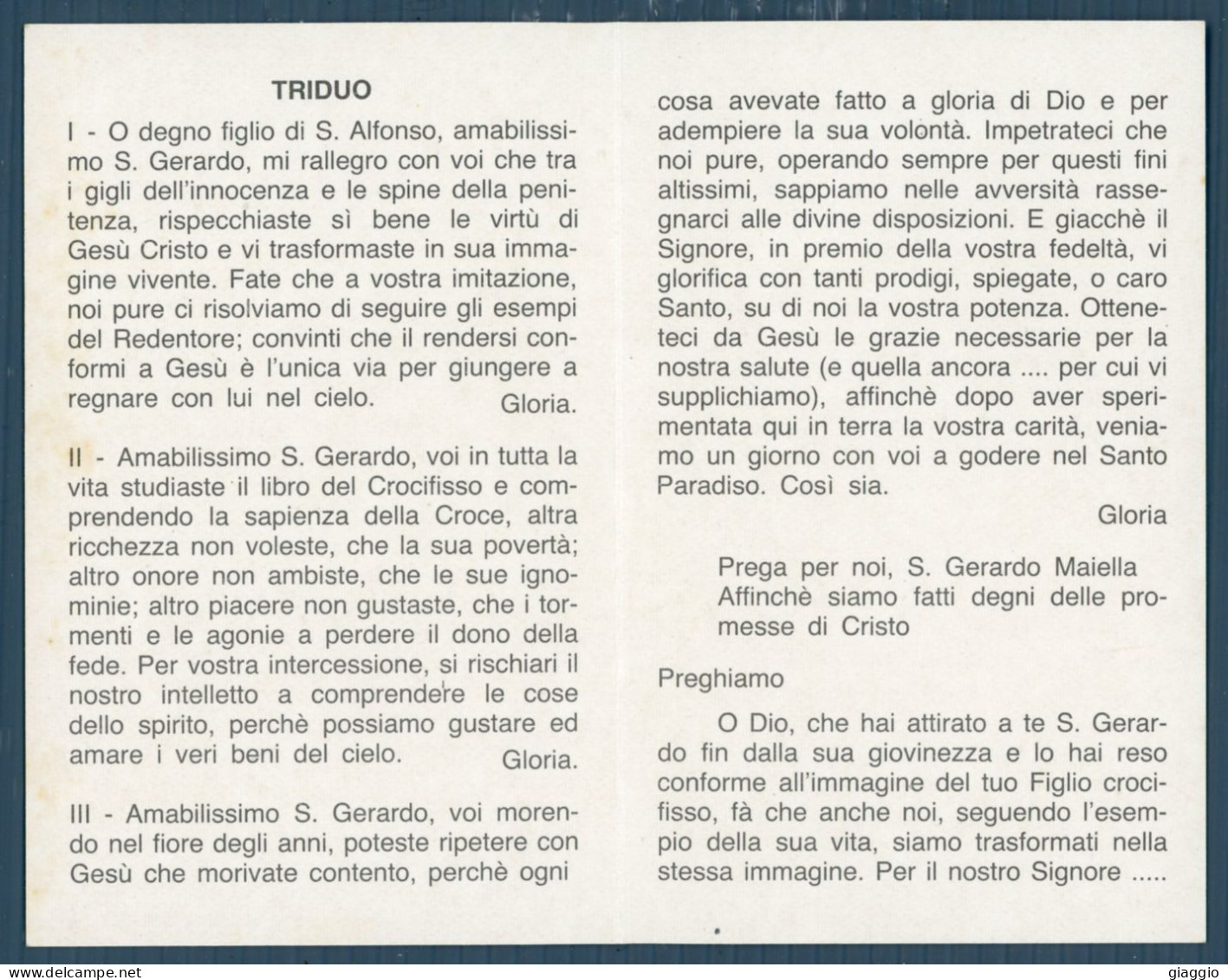 °°° Santino N. 9056 - S. Gerardo °°° - Religion & Esotérisme