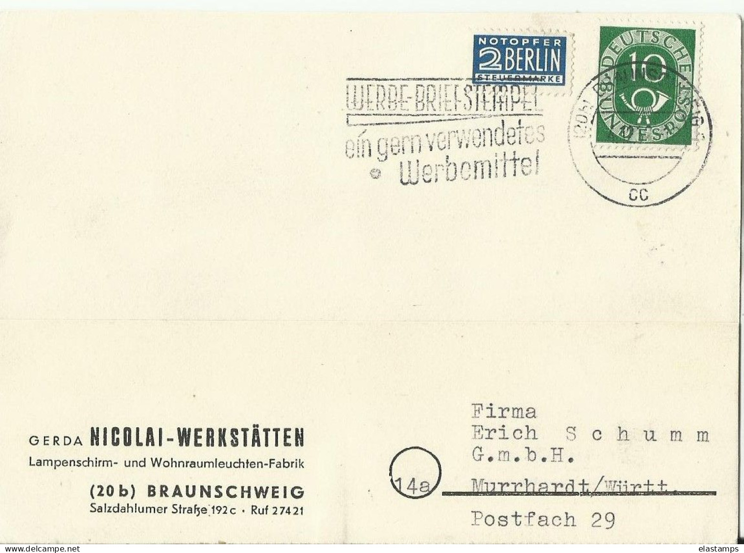 BDR GS 1952 - Postkaarten - Gebruikt