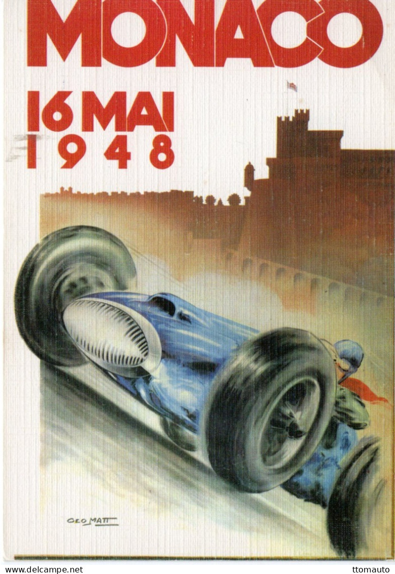 Grand Prix  Monaco 1948  -  Publicité D'epoque -  Illustrateur Géo Matt  - Original  La Cigogne Edition   -  CPSM - Grand Prix / F1