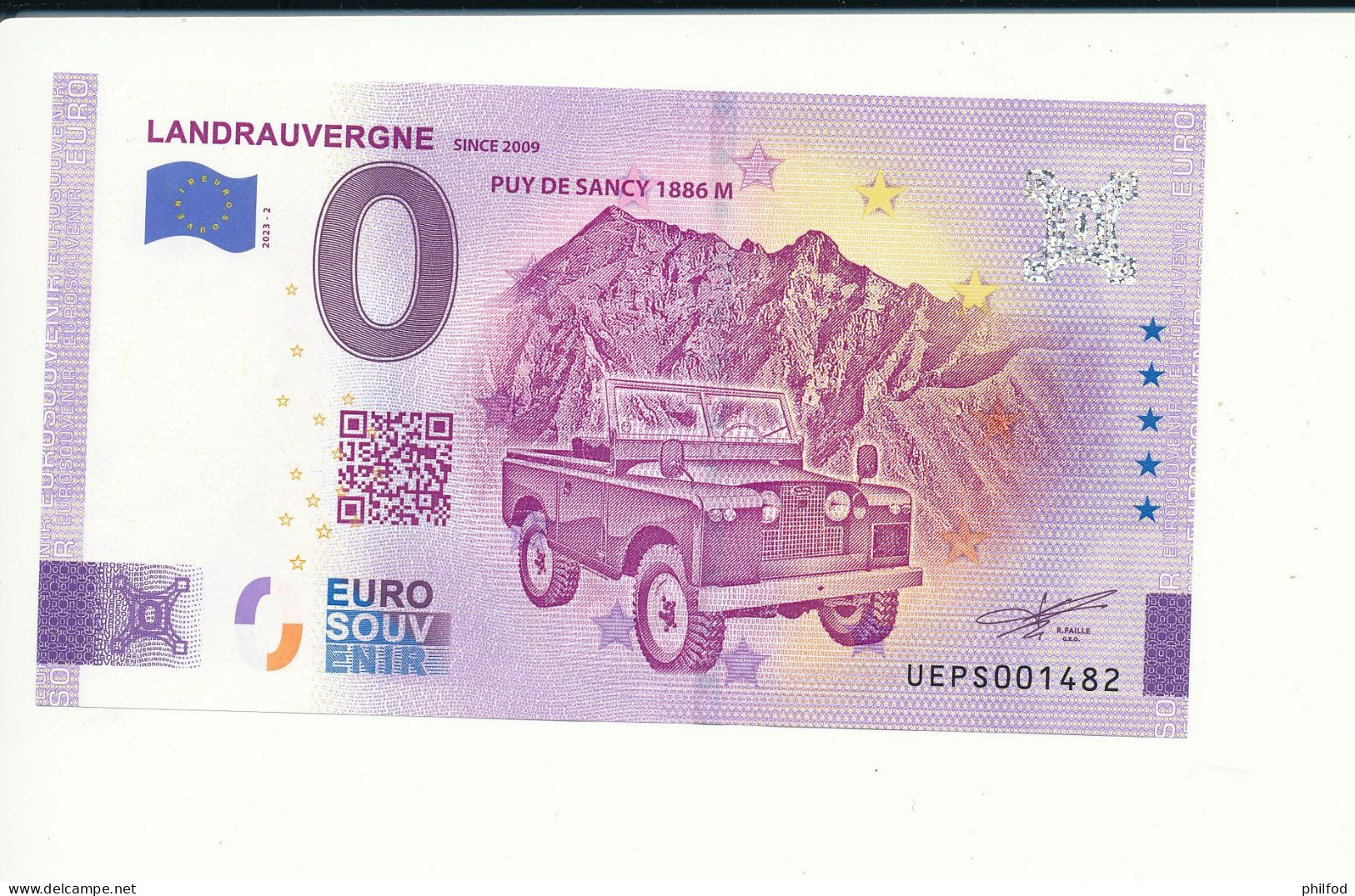 Billet Touristique 0 Euro - LANDRAUVERGNE SINCE 2009 - UEPS - 2023-2 - N° 1482 - Sonstige & Ohne Zuordnung