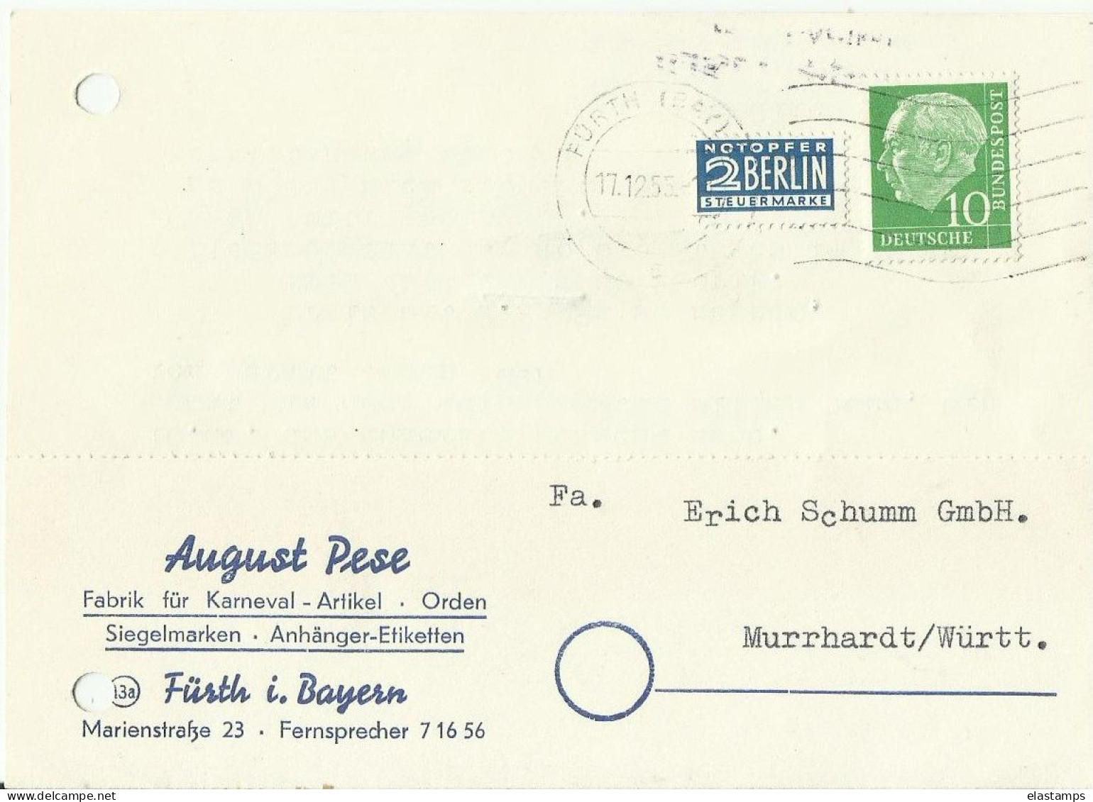 BDR GS 1955 - Cartes Postales - Neuves