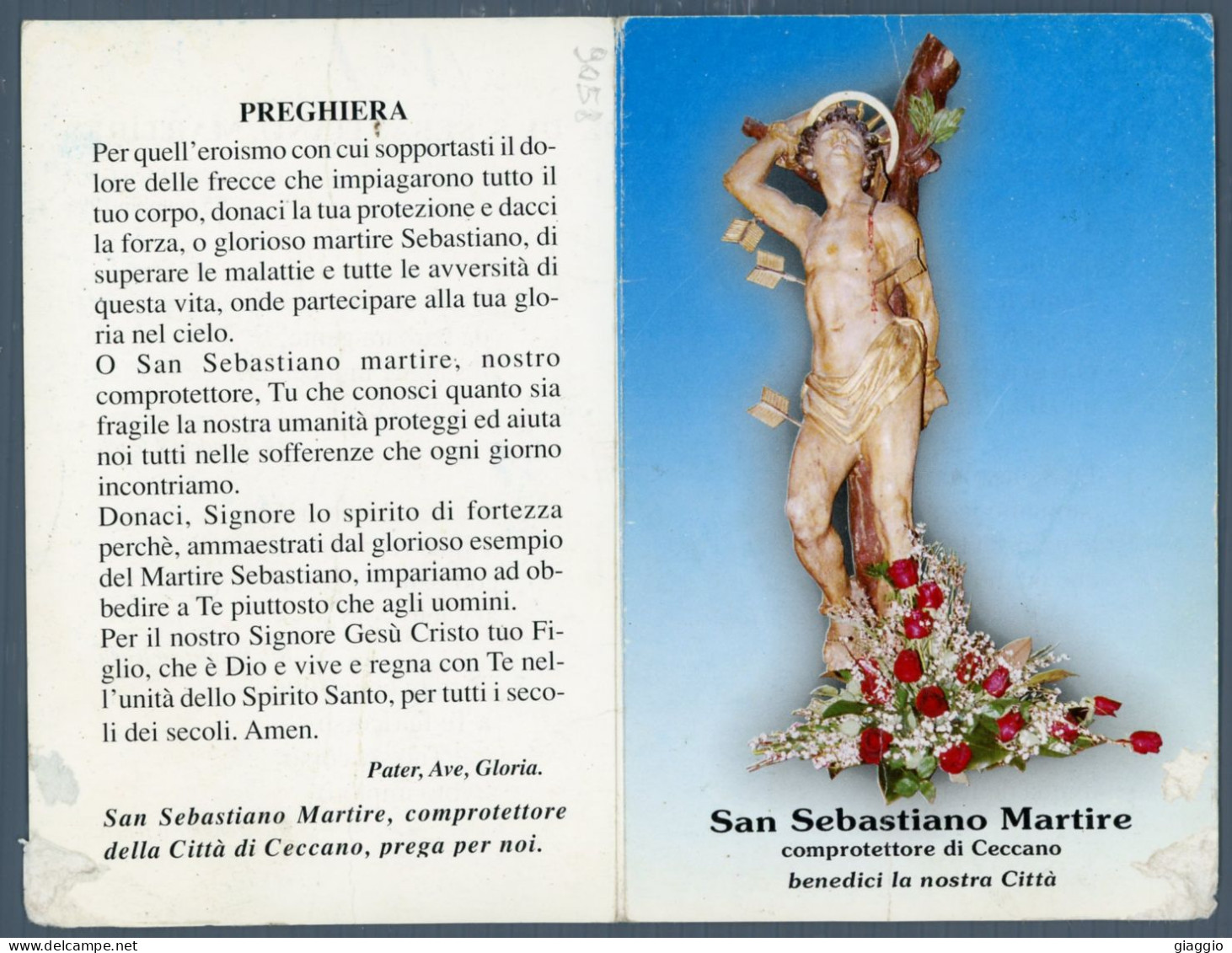 °°° Santino N. 9058 - San Sebastiano Martire - Ceccano - Cartoncino °°° - Religion &  Esoterik