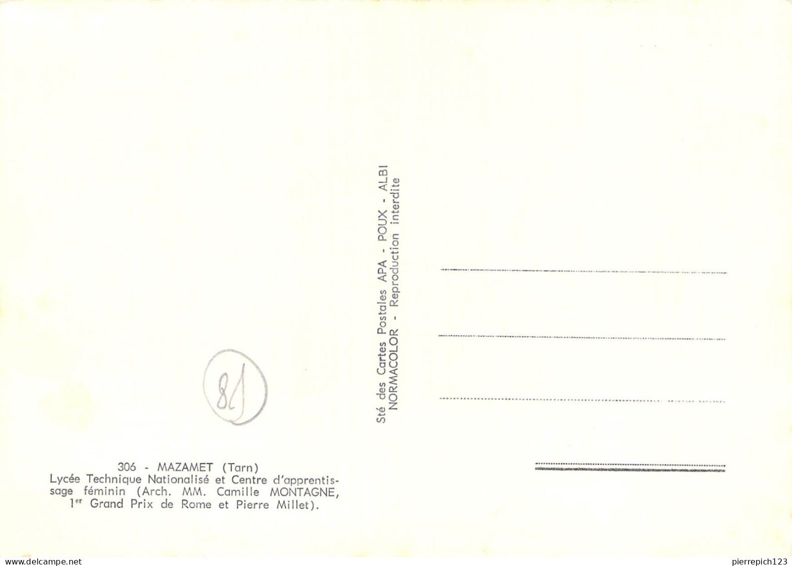 81 - Mazamet - Lycée Technique Nationalisé Et Centre D'apprentissage Féminin - Mazamet