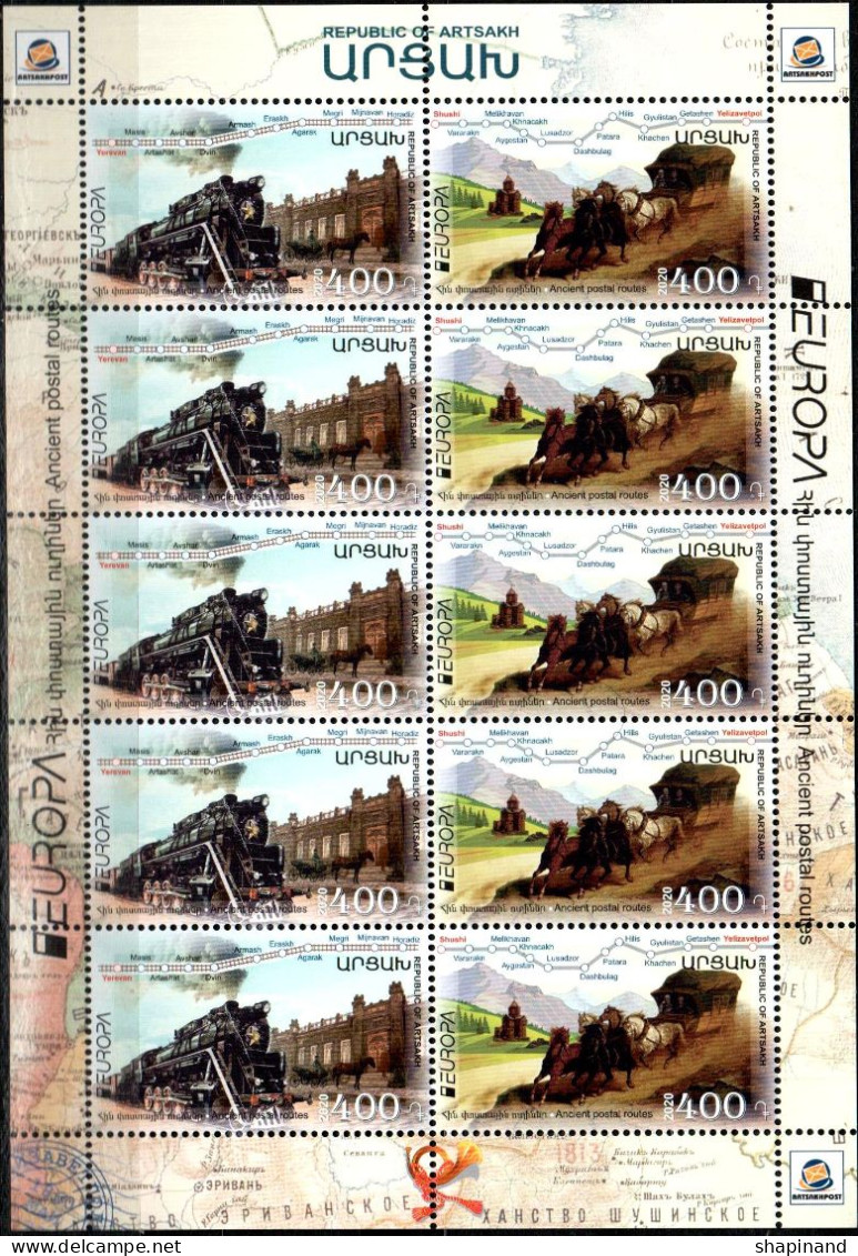 Artsakh 2020 "Europa - 2020 "Ancient Postal Routes" Sheetlet Quality:100% - Armenia