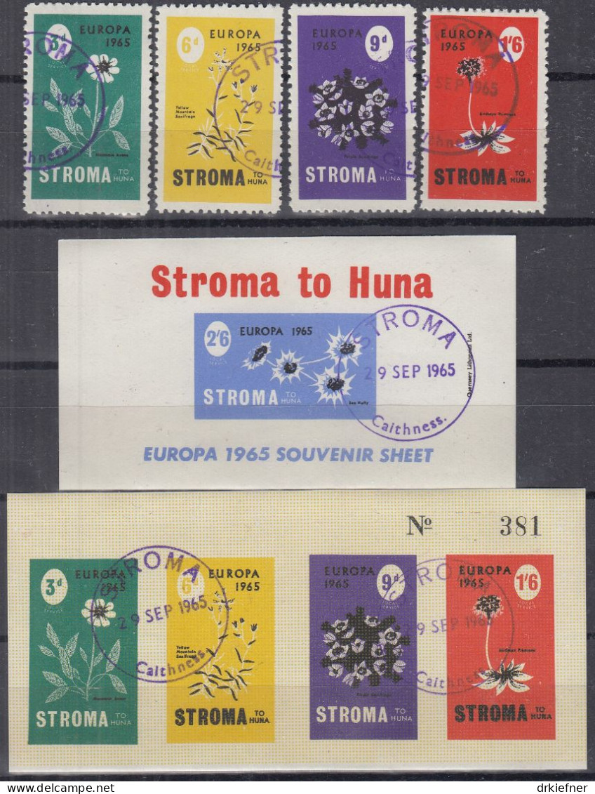 INSEL STROMA (Schottland), Nichtamtl. Briefmarken, Stroma To Huna, 2 Blöcke +4 Marken, Gestempelt, Europa 1965 - Scozia