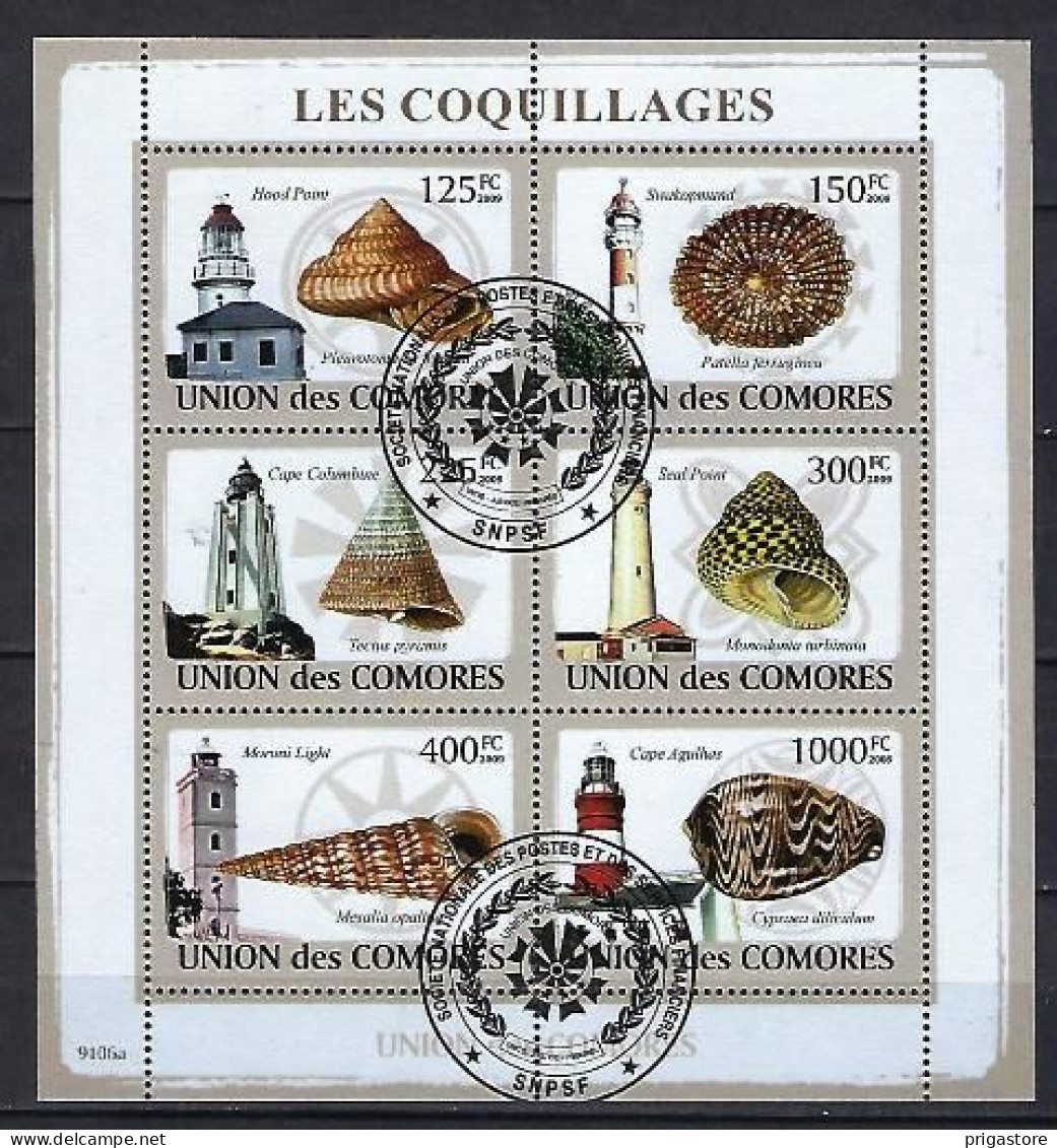 Phares Et Coquillages Comores 2009 (404) Yvert 1447 à 1452 Oblitérés Used - Fari