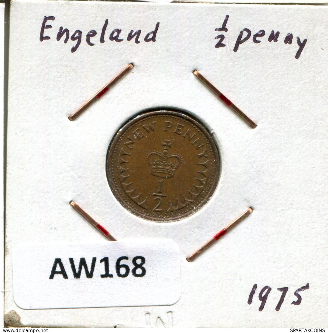 HALF PENNY 1975 UK GBAN BRETAÑA GREAT BRITAIN Moneda #AW168.E.A - 1/2 Penny & 1/2 New Penny