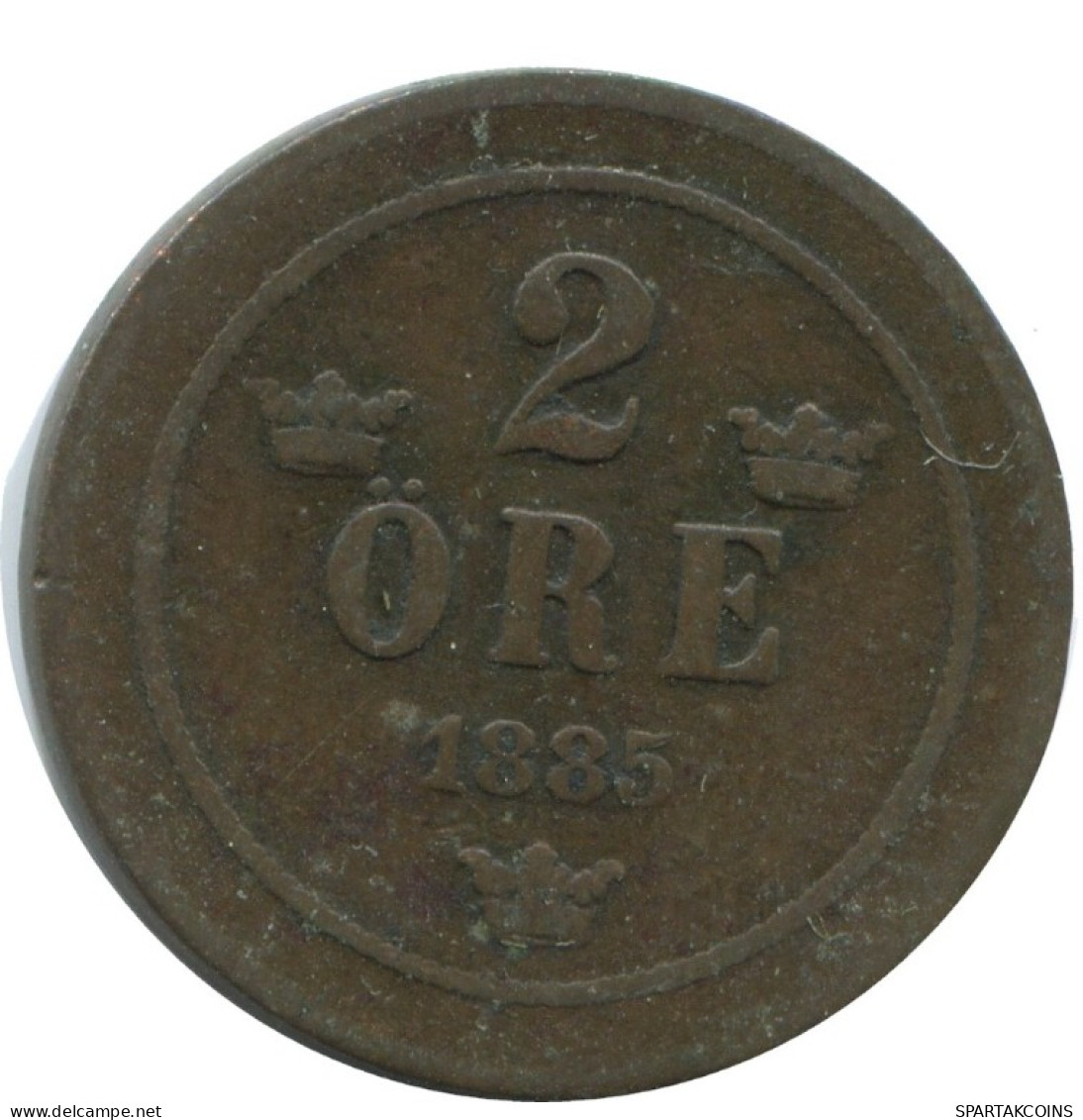2 ORE 1885 SCHWEDEN SWEDEN Münze #AC996.2.D.A - Suède