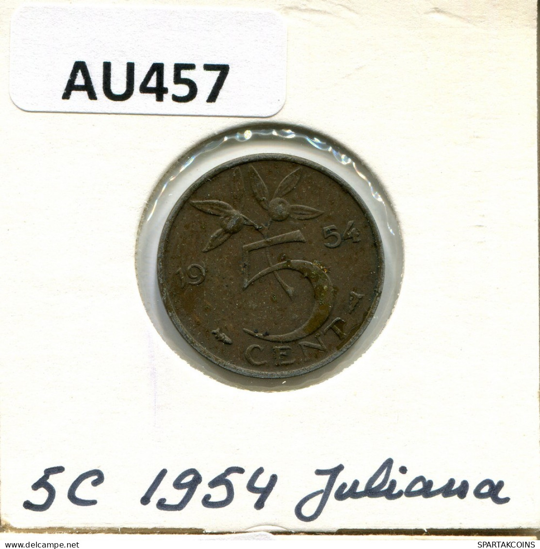 5 CENTS 1954 NEERLANDÉS NETHERLANDS Moneda #AU457.E.A - 1948-1980: Juliana