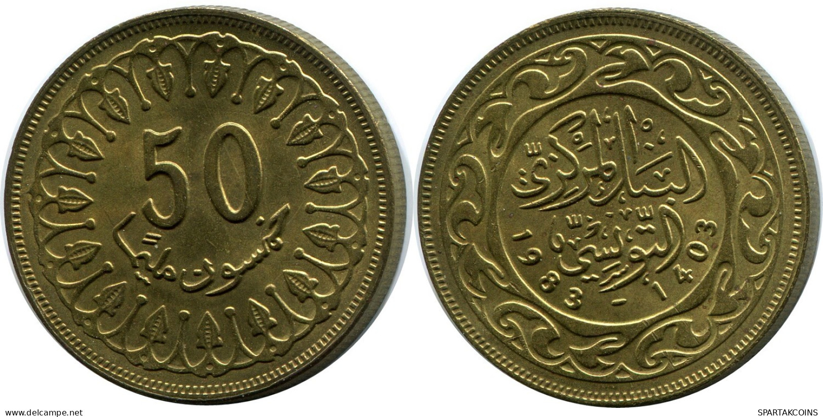 50 MILLIMES 1983 TUNESIEN TUNISIA Islamisch Münze #AP457.D.A - Túnez